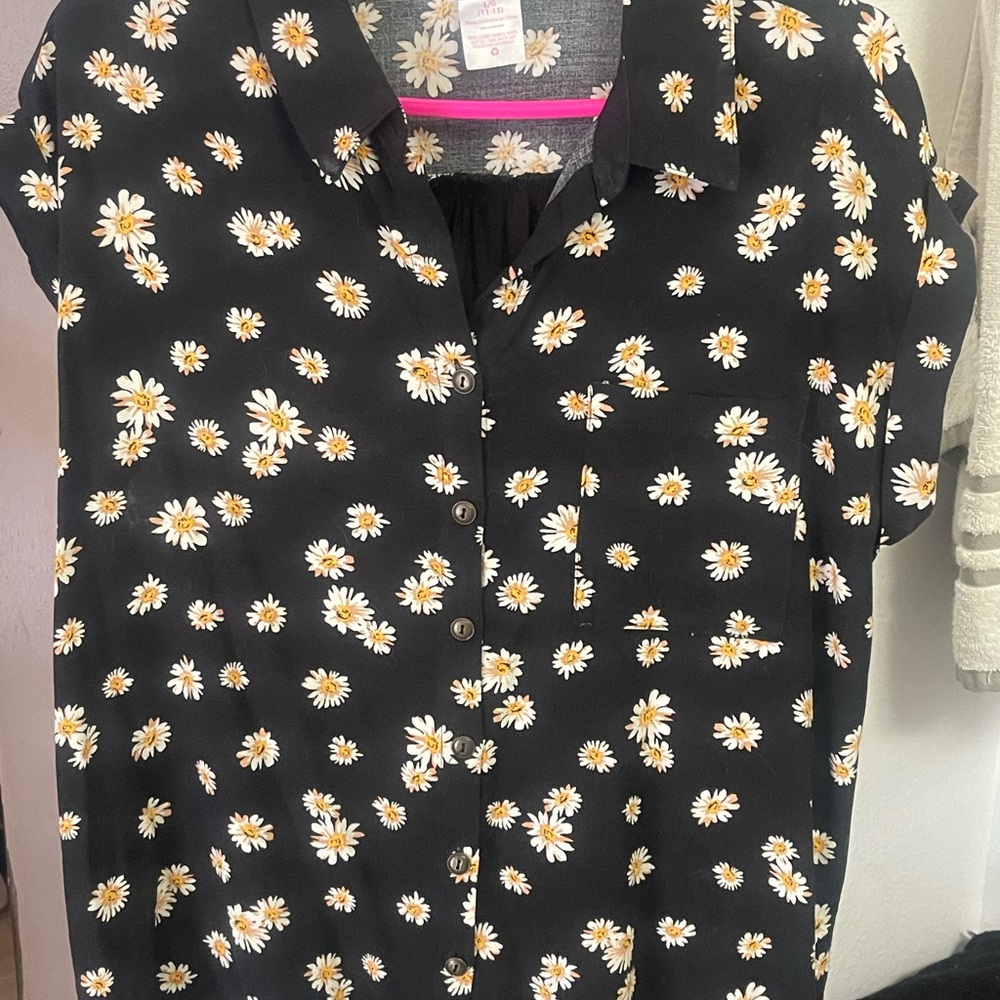 No Boundaries Black and White Boxy Button Down Shirt